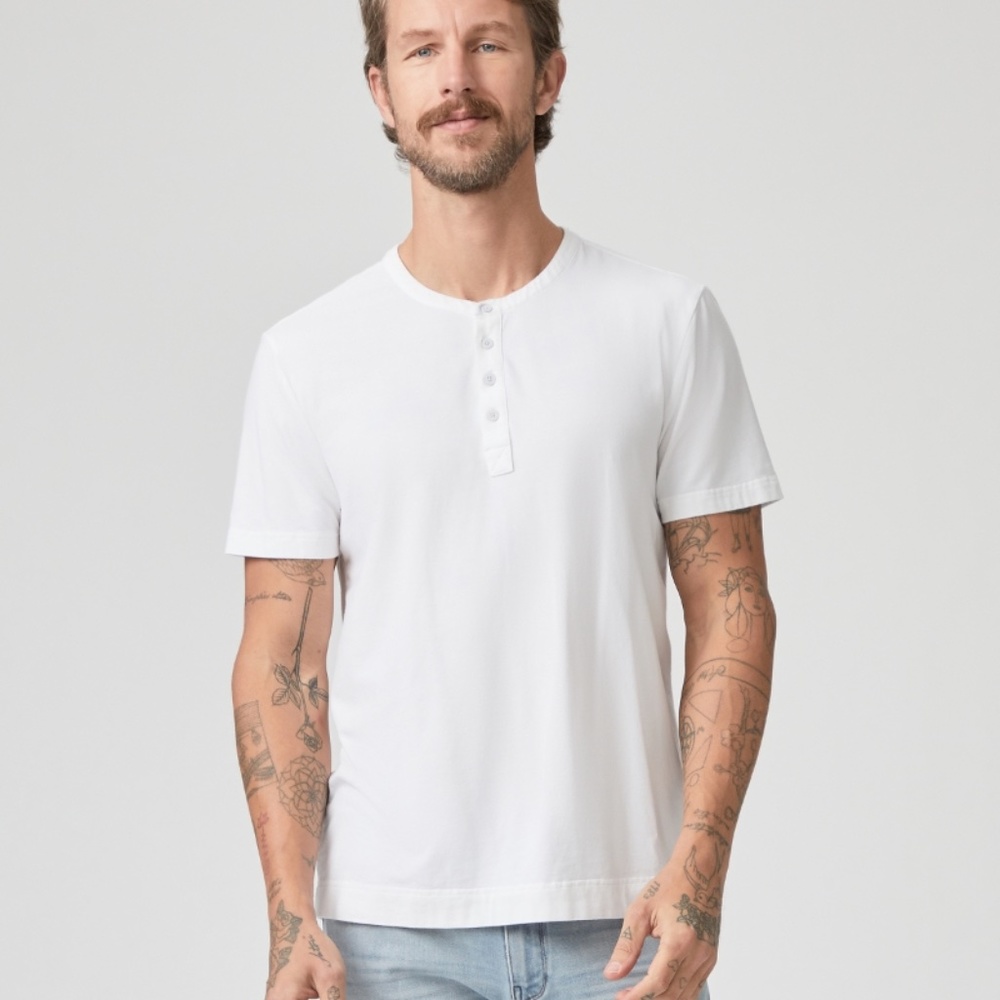 Paige Harwood Short Sleeve Henley - White - size M